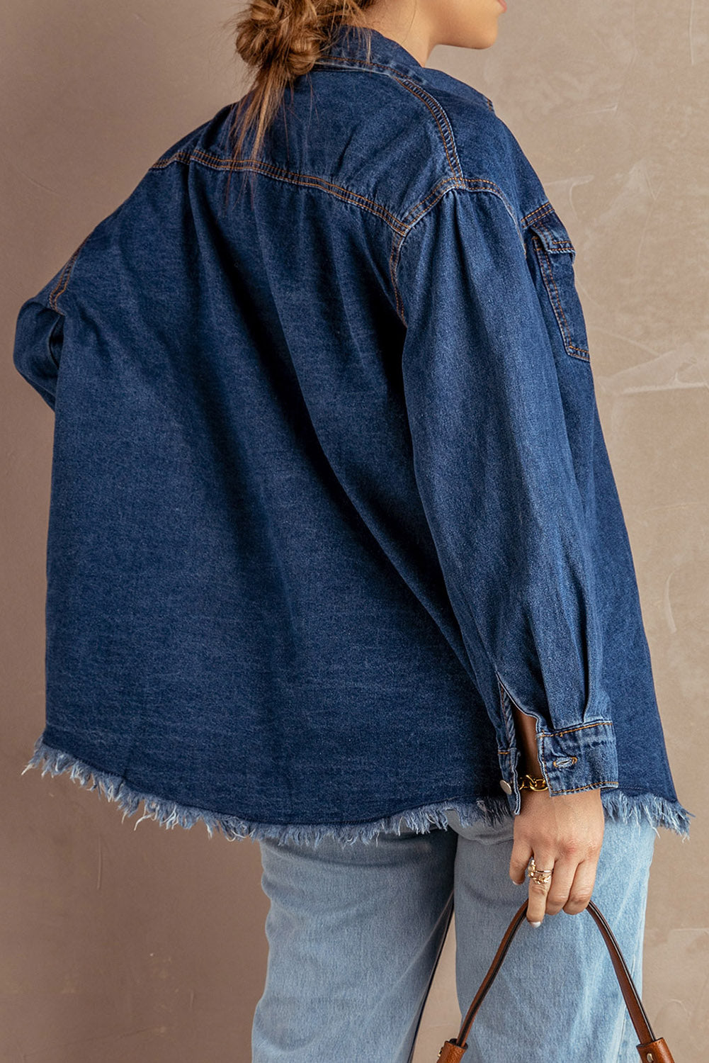 Button Up Pocketed Raw Hem Denim Jacket - 5 colors