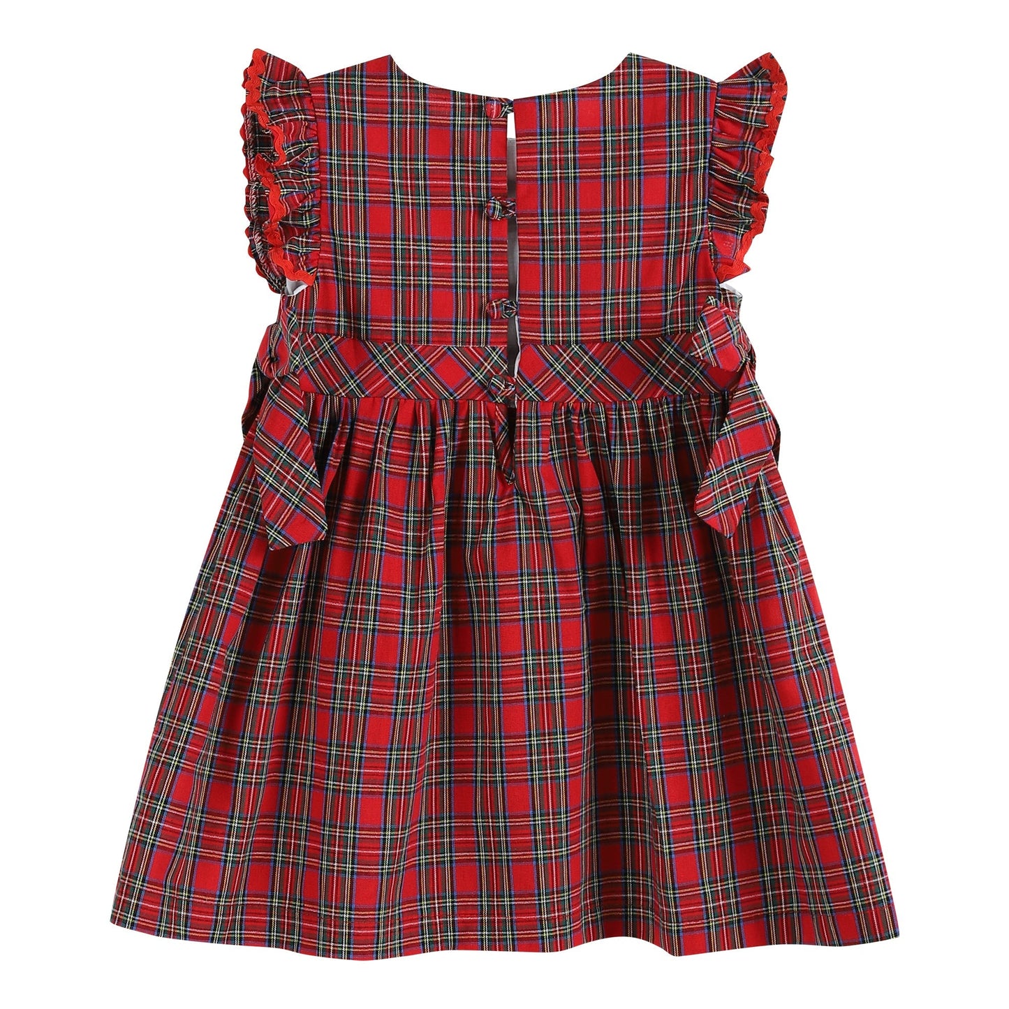 Christmas Plaid Ruffle Sleeve Dress