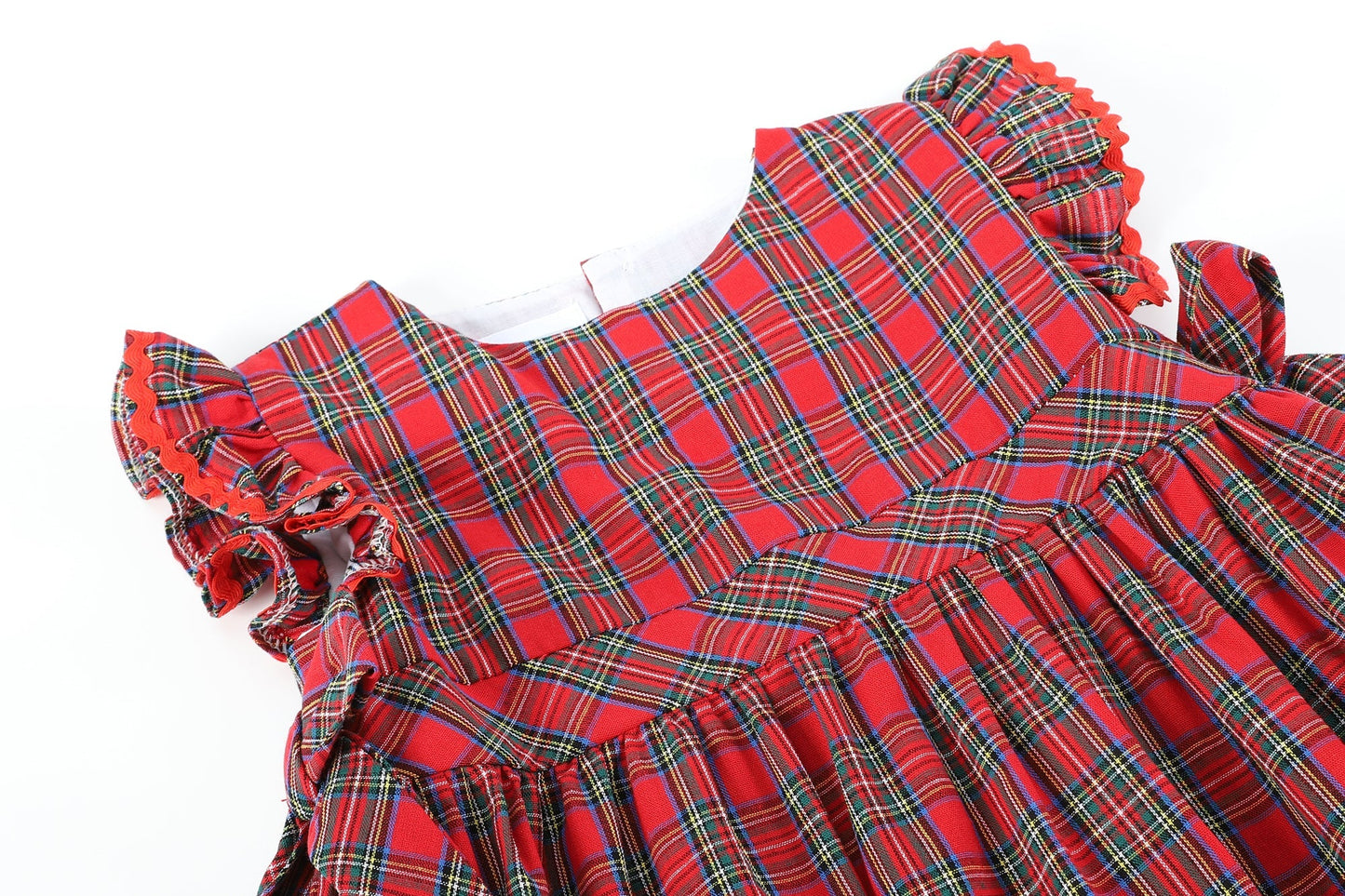 Christmas Plaid Ruffle Sleeve Dress