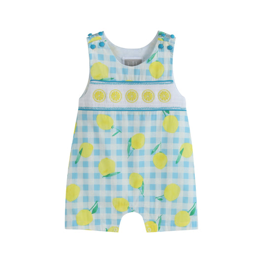 Lemon Smocked Shortalls