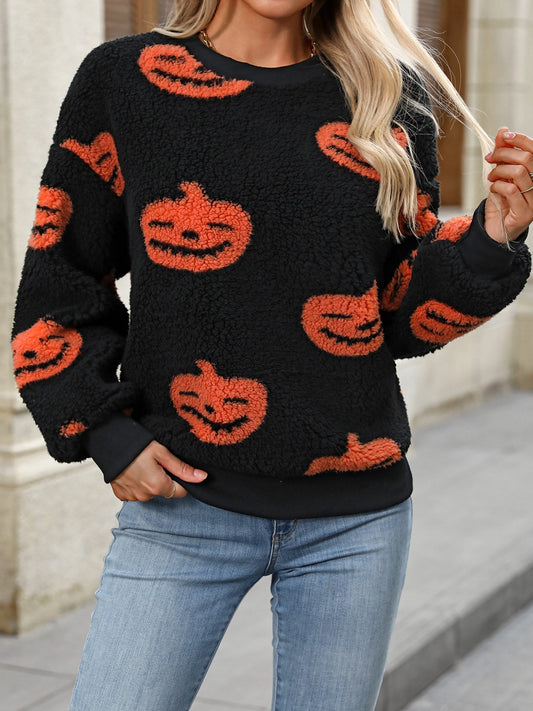 Fuzzy Pumpkin Halloween Sweater