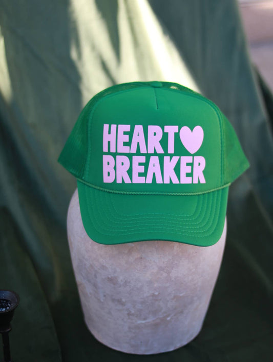 Heart Breaker Trucker Hat - Green/Pink