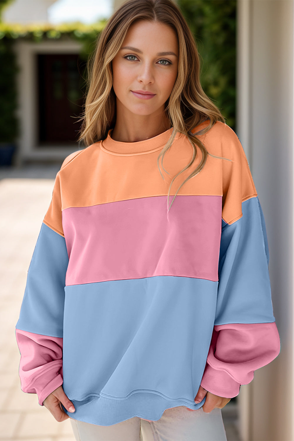 Color Block Long Sleeve Sweatshirt