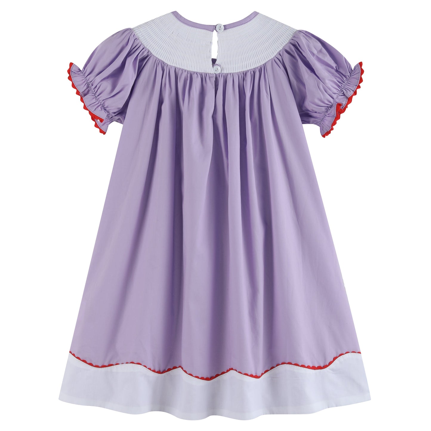 Purple Gingham Crayon Back to School Smocked Bishop Dress