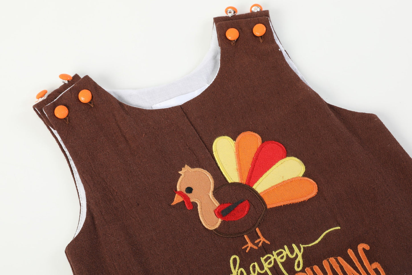 Brown Happy Thanksgiving Turkey Overalls