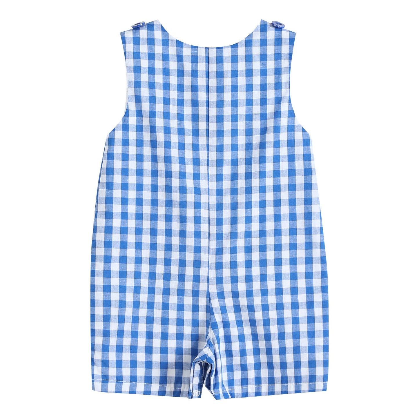 Royal Blue Gingham Alligator Applique Shortalls