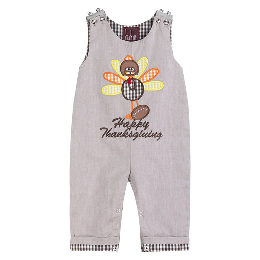 Brown Happy Thanksgiving' Turkey Overalls