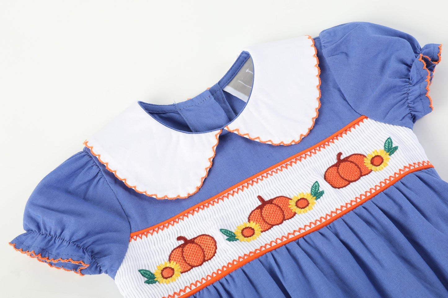 Blue Pumpkin Sunflower Smocked Collared Romper