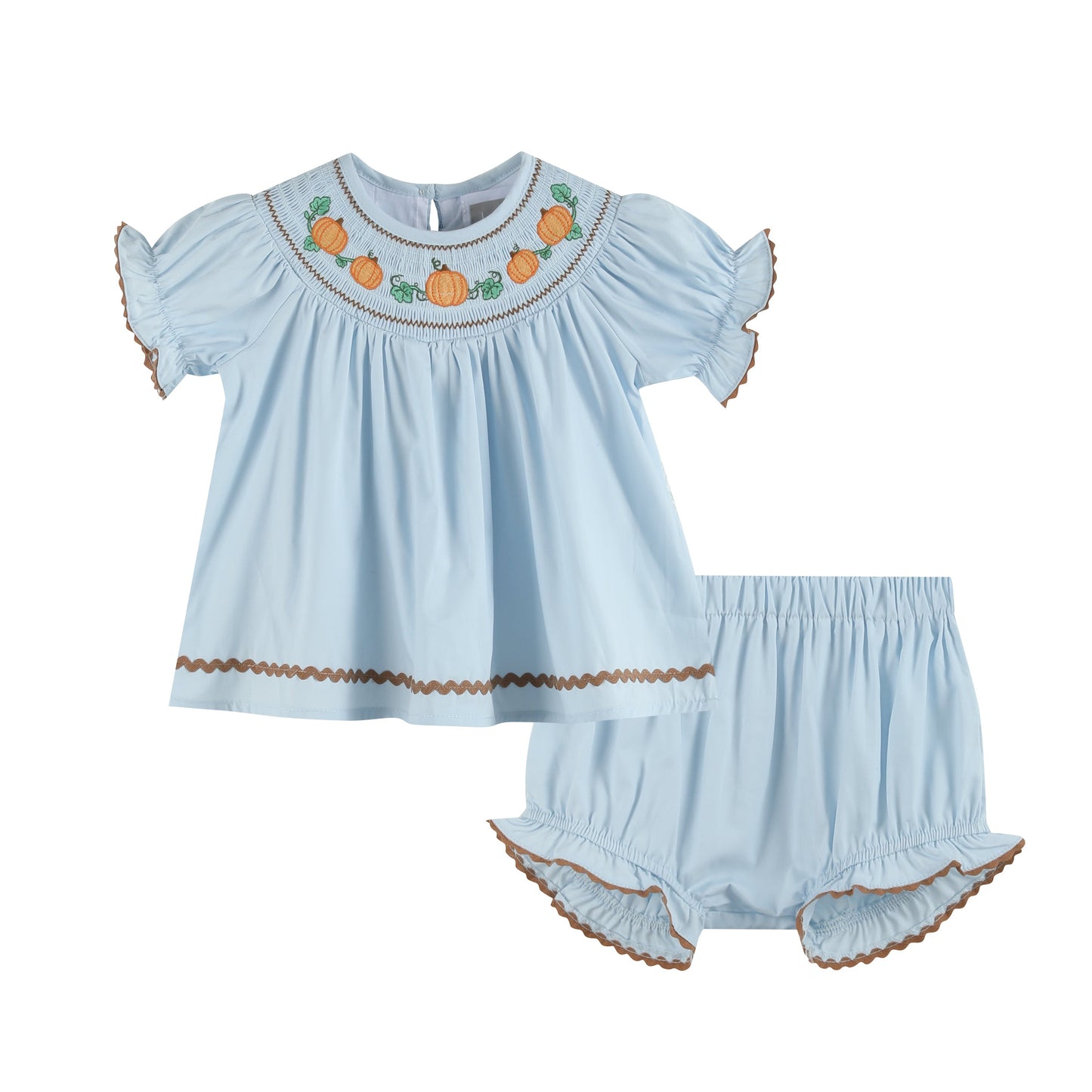 Blue Pumpkin Smocked Dress and Bloomers Set