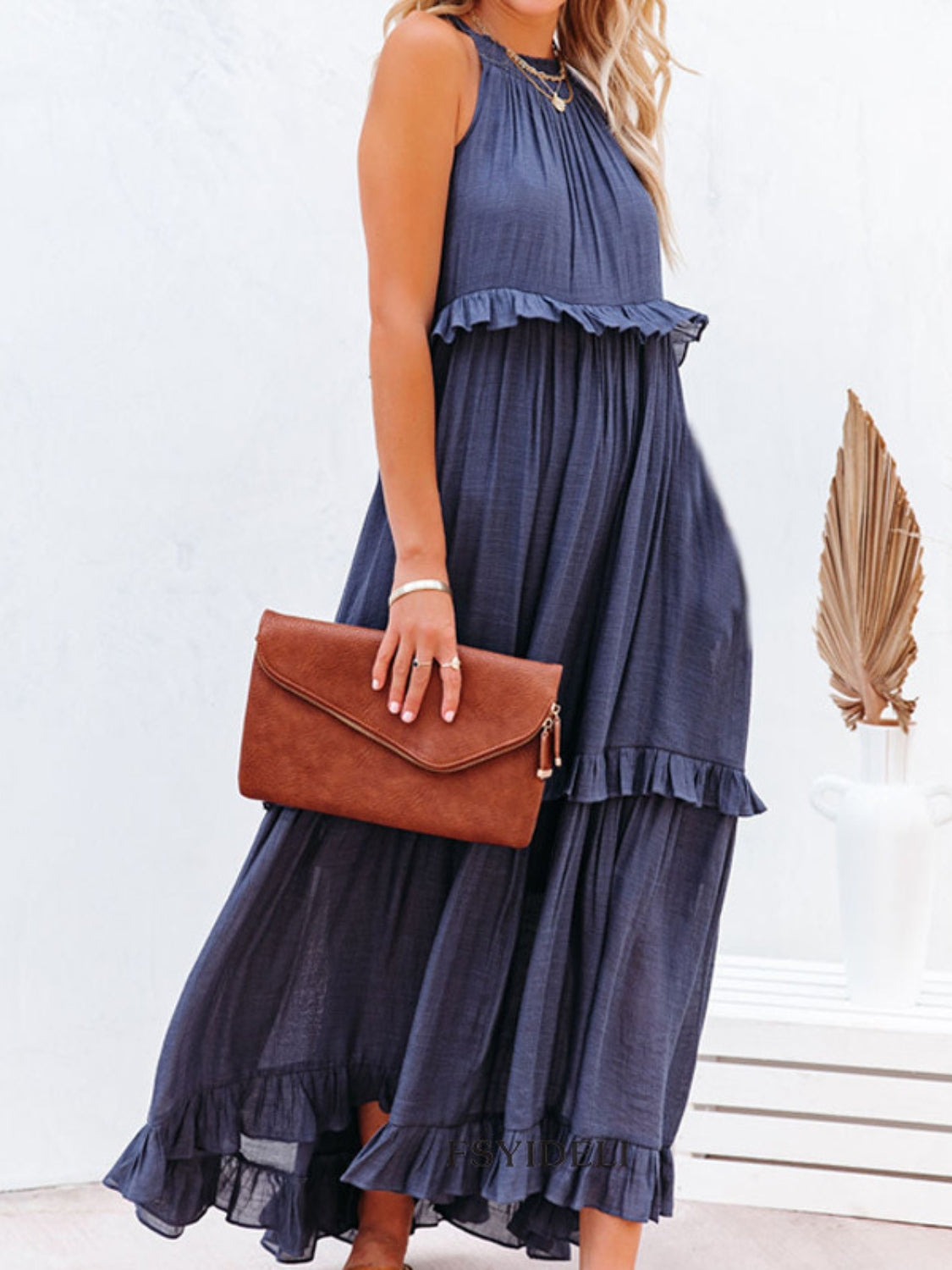 Rochelle Ruffled Maxi Dress with Pockets