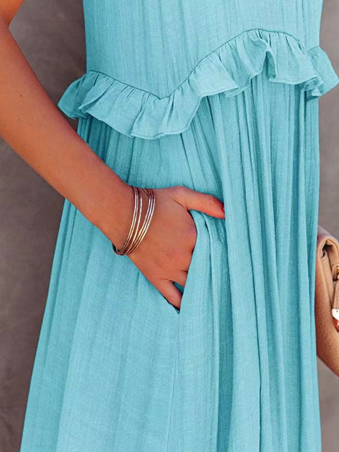 Rochelle Ruffled Maxi Dress with Pockets