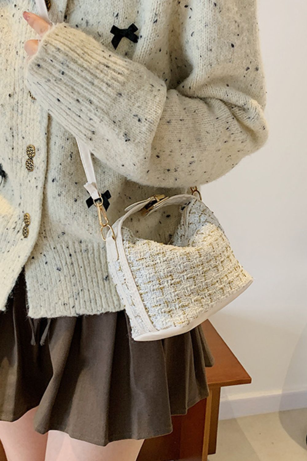 Woven Tweed Mini Shoulder Bag