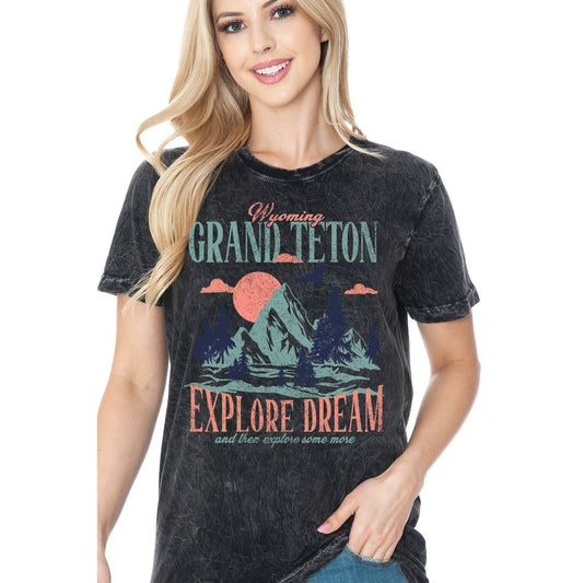 Grand Teton T-Shirt - Mineral Wash: Charcoal