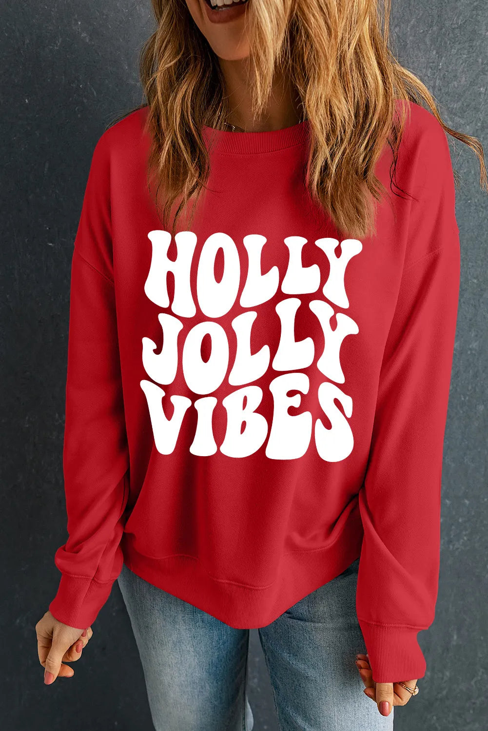 Holly Jolly Vibes Christmas Long Sleeve Sweatshirt