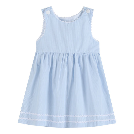 Light Blue Seersucker A-Line Dress