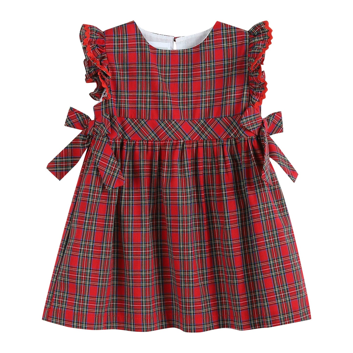 Christmas Plaid Ruffle Sleeve Dress