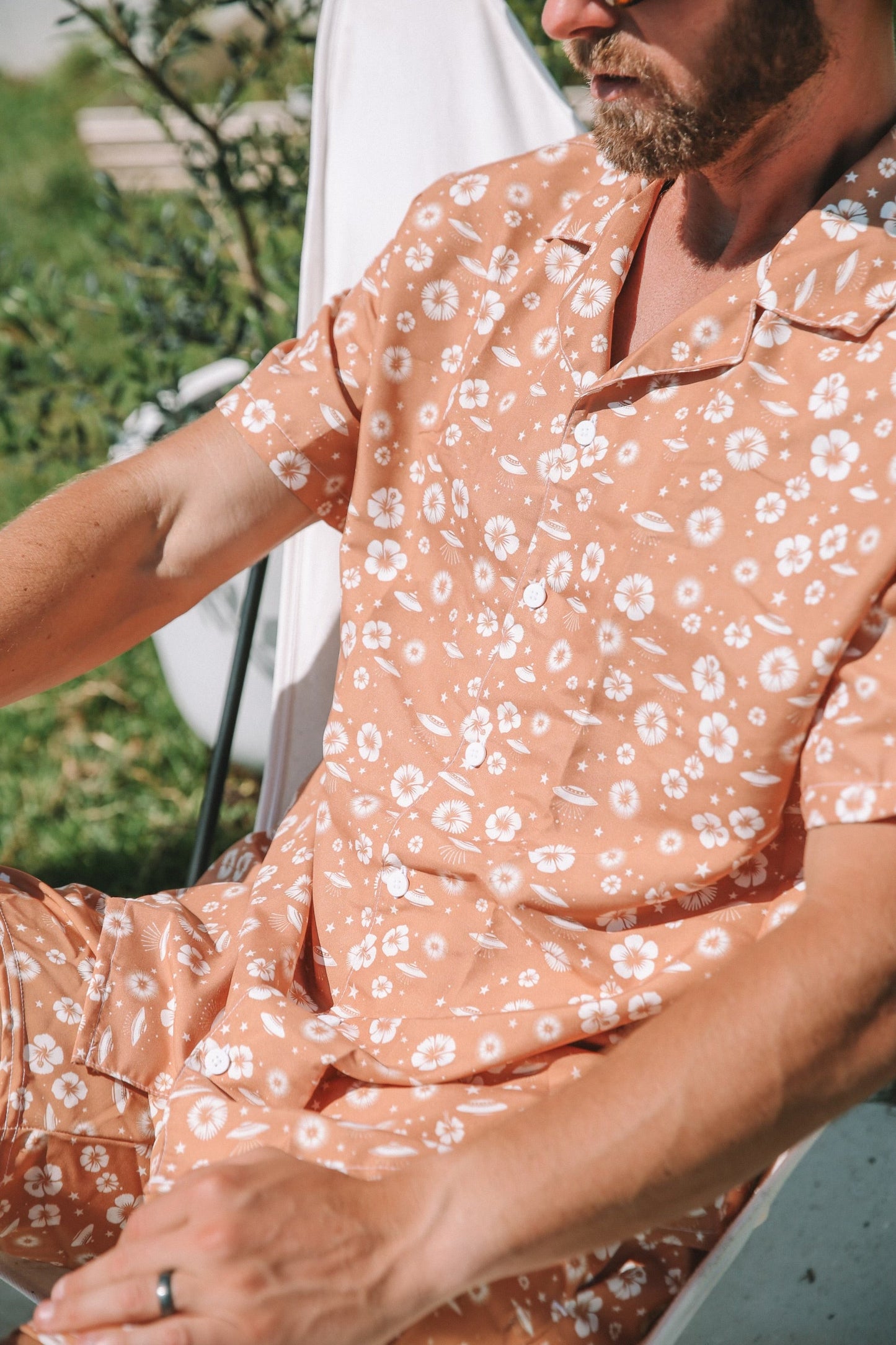 Beyond the Hibiscus: Unidentified Flying Florals Button-Up