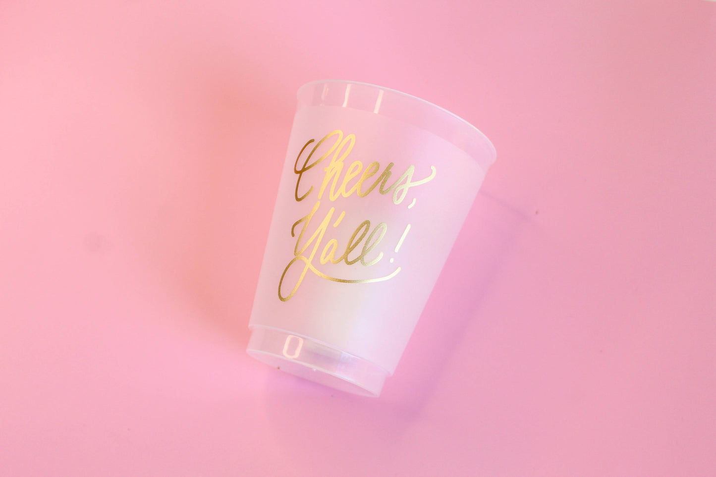 Cheers, Y'all! | Frosted Acrylic 16oz Set of 8 Cups