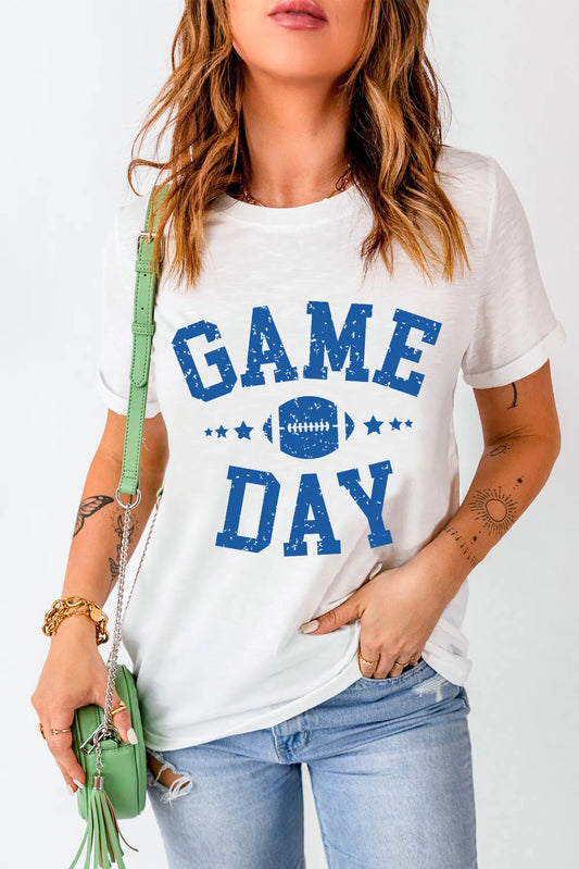 GAME DAY Short Sleeve T-Shirt - White & Blue