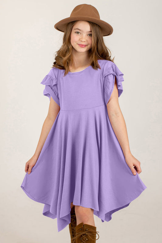 Girls Petal Sleeve Dress