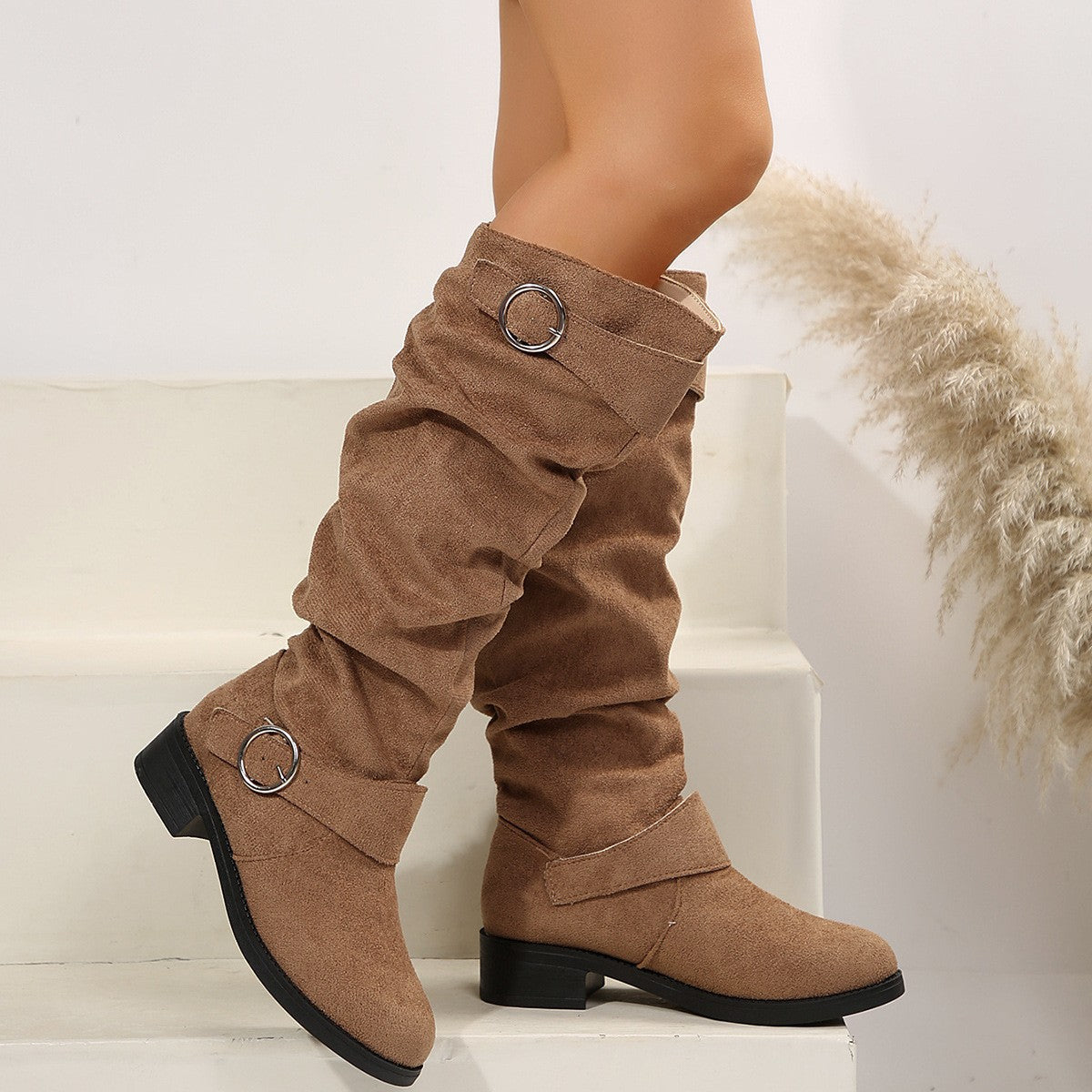 Slouchy Buckle Boots - 3 Colors!