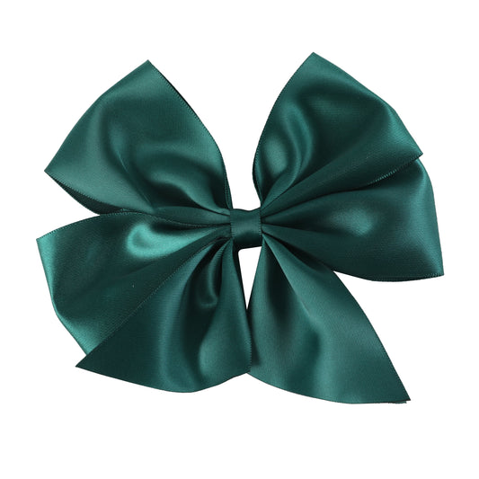 Dark Green Satin Bow Hair Clip