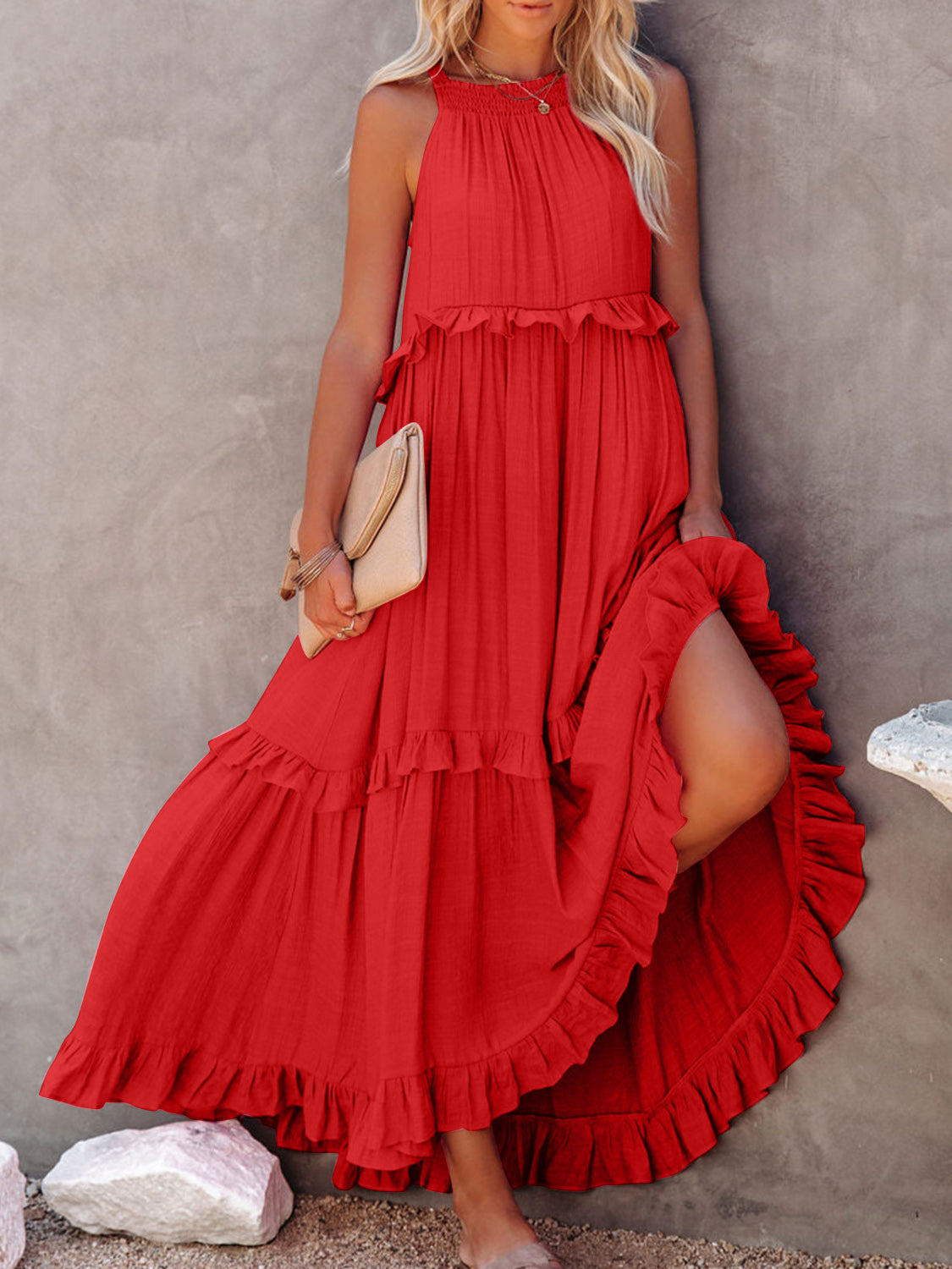 Rochelle Ruffled Maxi Dress with Pockets