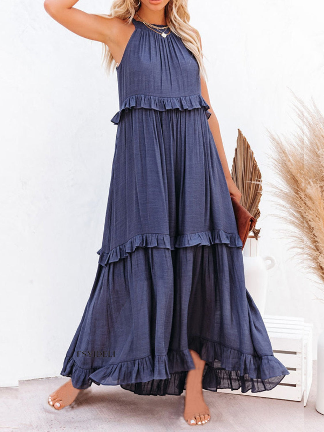 Rochelle Ruffled Maxi Dress with Pockets