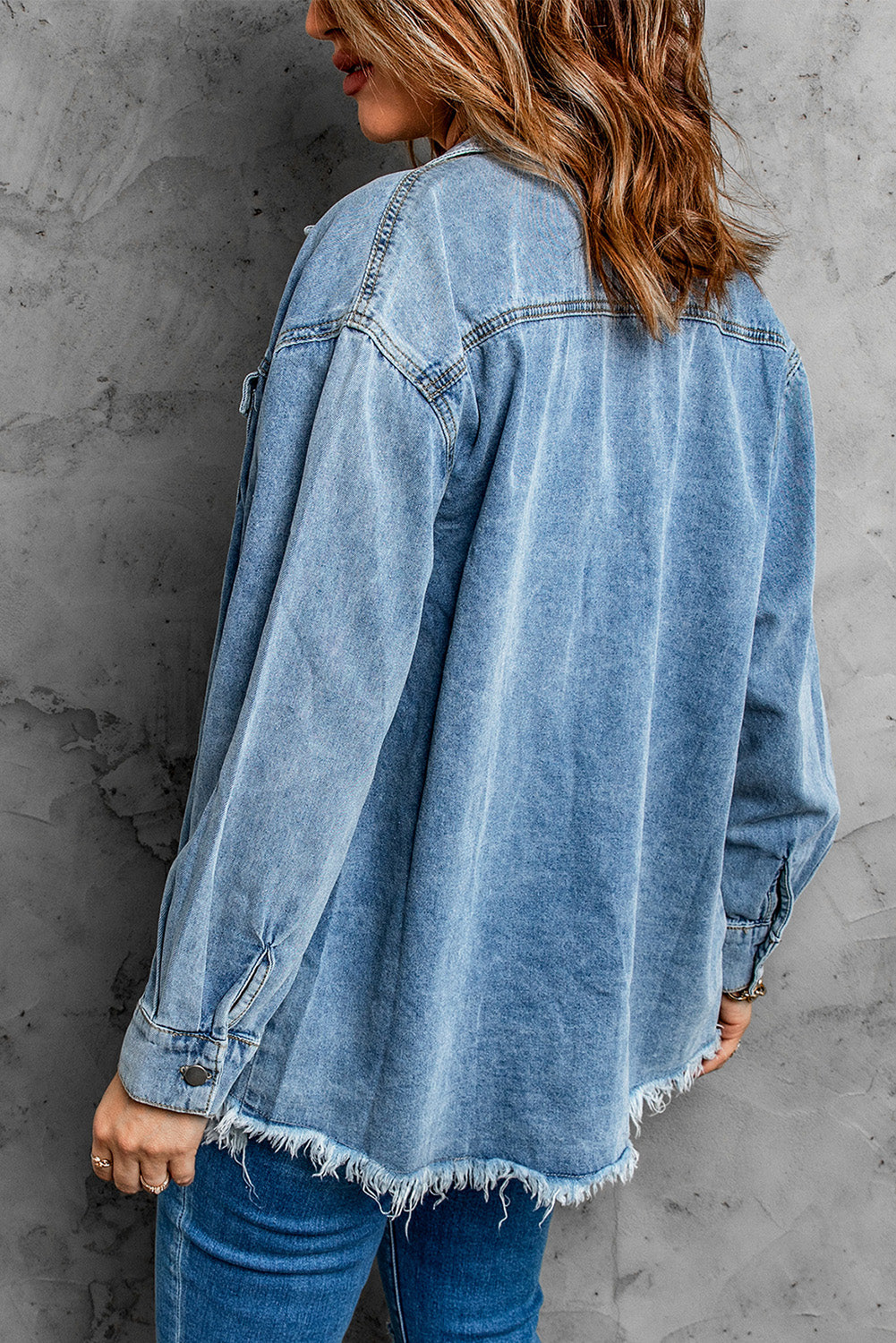 Button Up Pocketed Raw Hem Denim Jacket - 5 colors