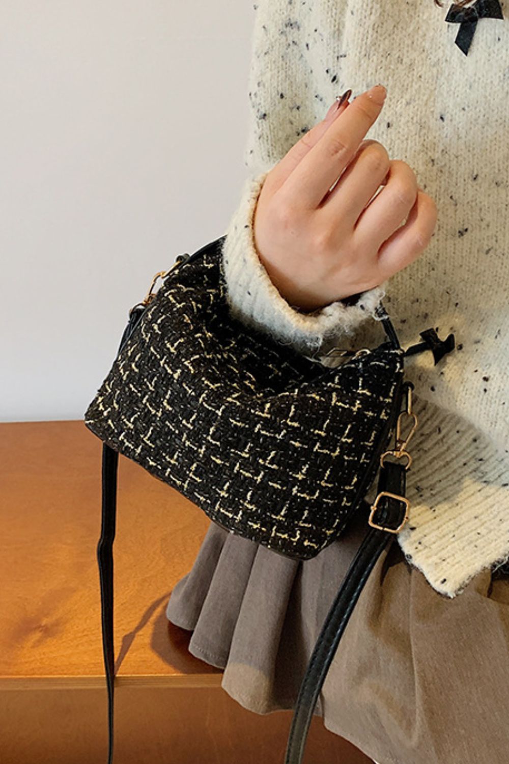 Woven Tweed Mini Shoulder Bag