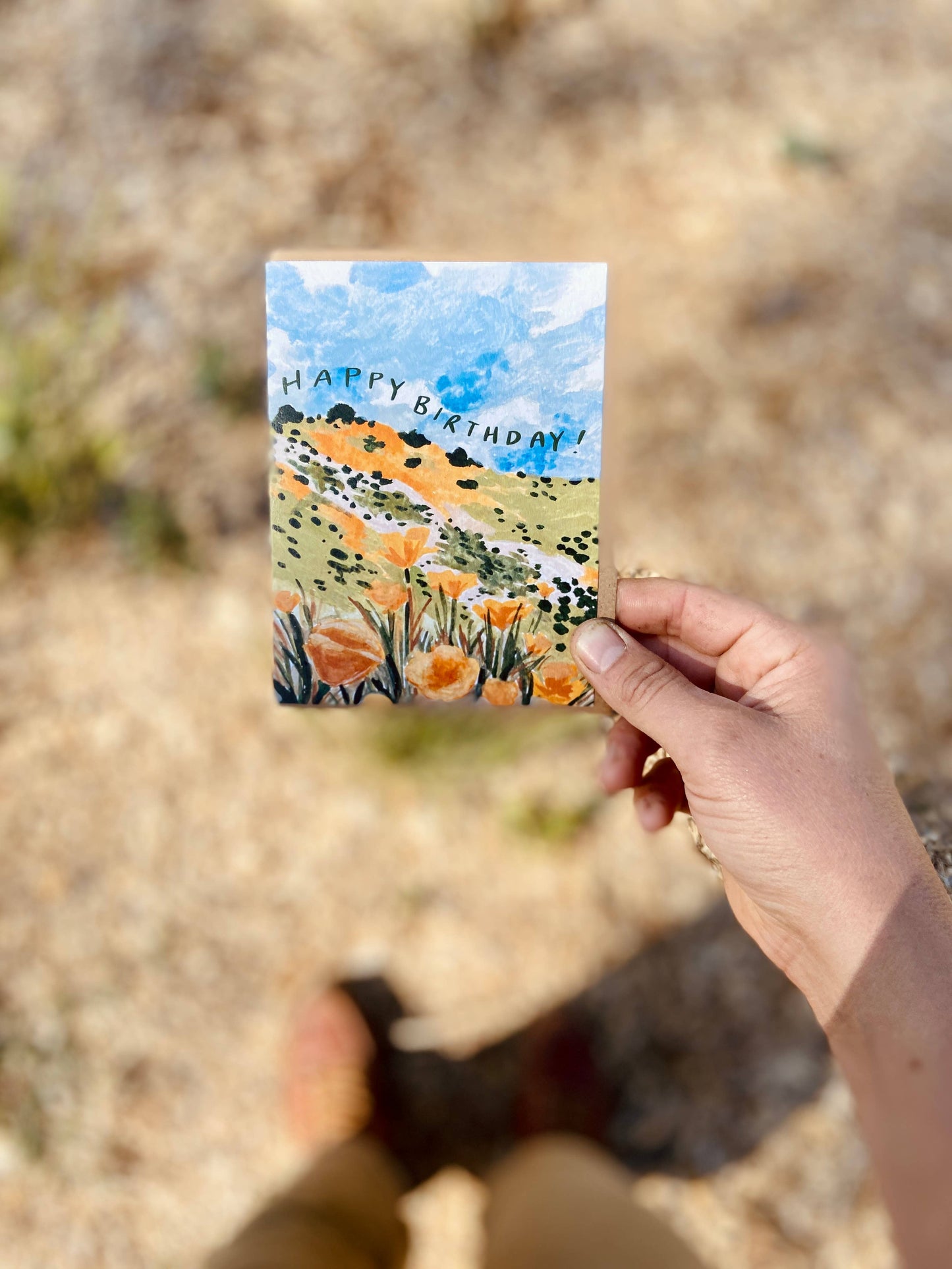 California Golden Poppy Wildflower Happy Birthday Card