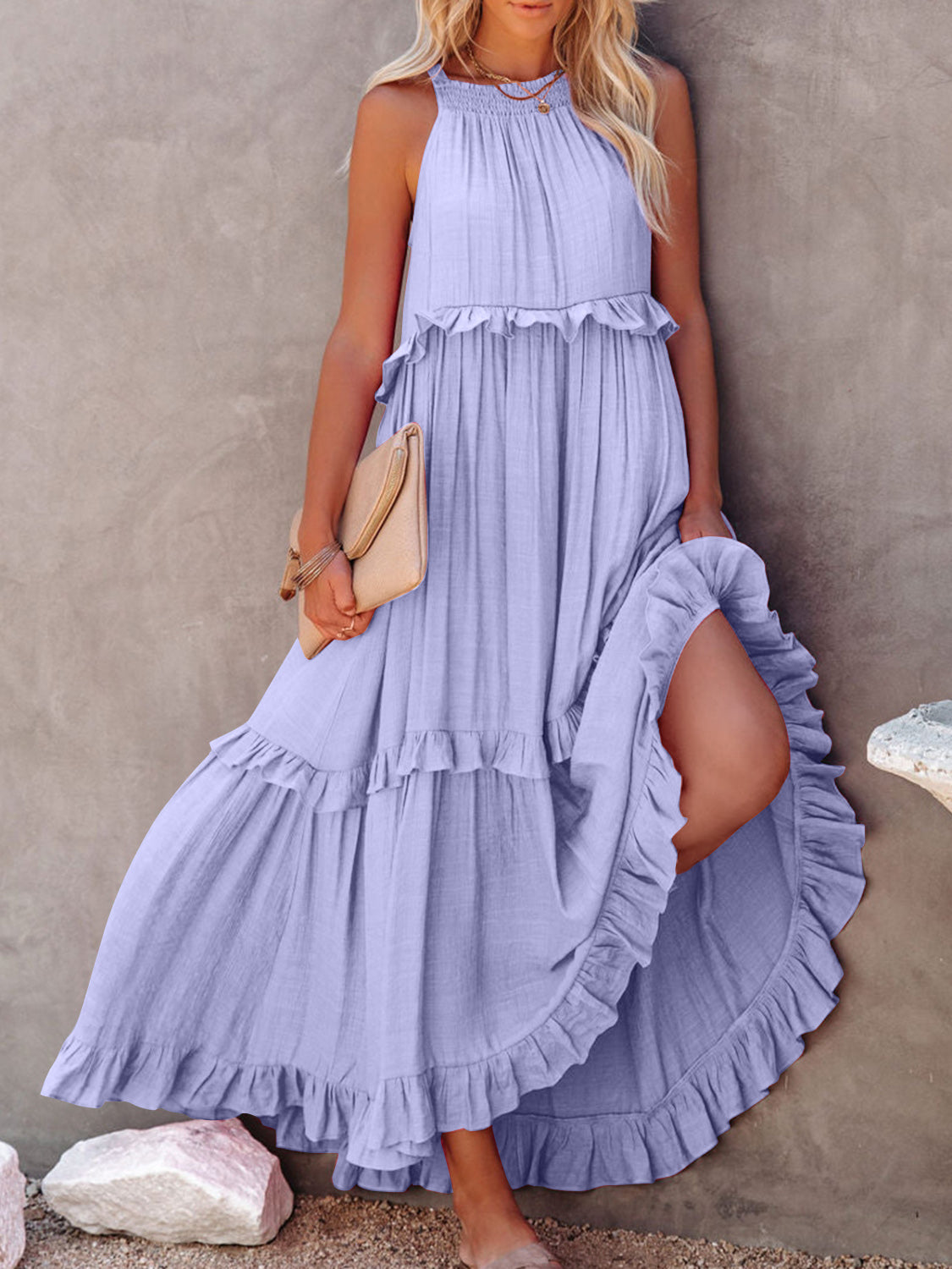 Rochelle Ruffled Maxi Dress with Pockets