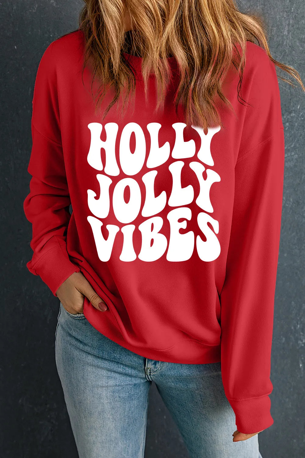 Holly Jolly Vibes Christmas Long Sleeve Sweatshirt