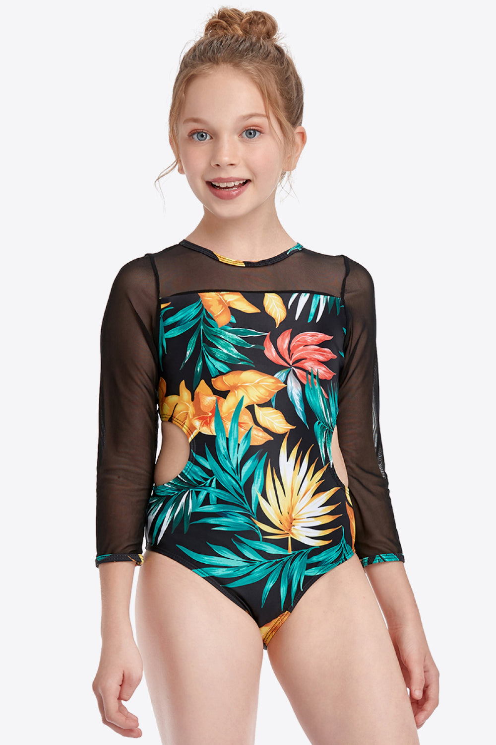 Girls Printed Cutout One-Piece Swimsuit