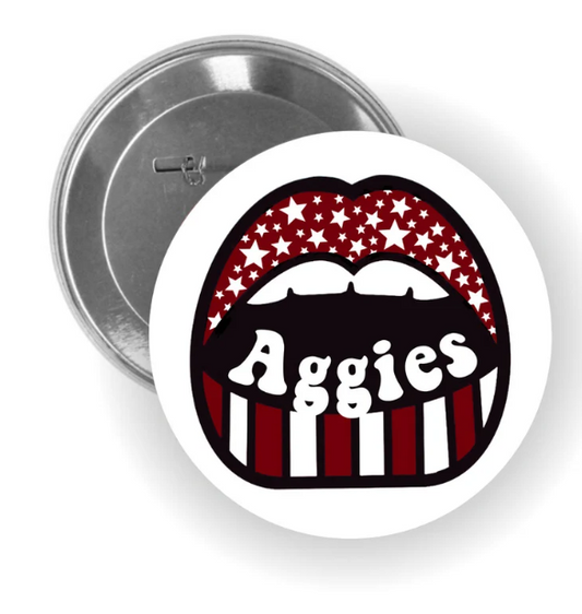 Aggies Lips Game Day Button