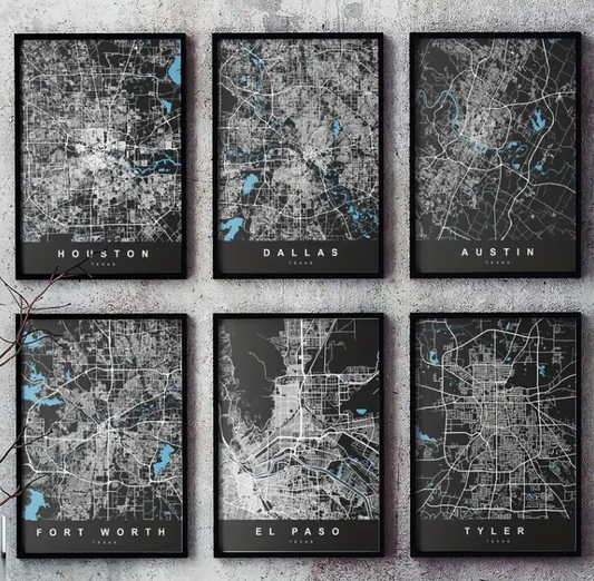 Iconic American Cities Map Poster