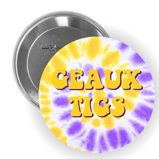 LSU Tie-Dye Game Day Button