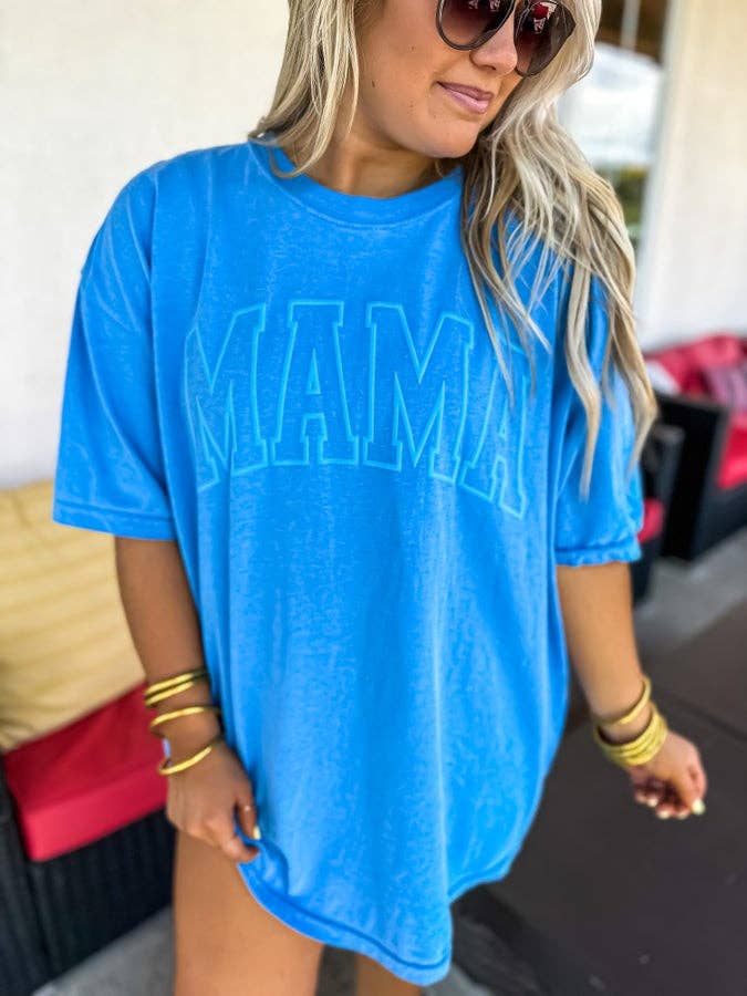 Blue Mama Puff Letter Graphic Tee