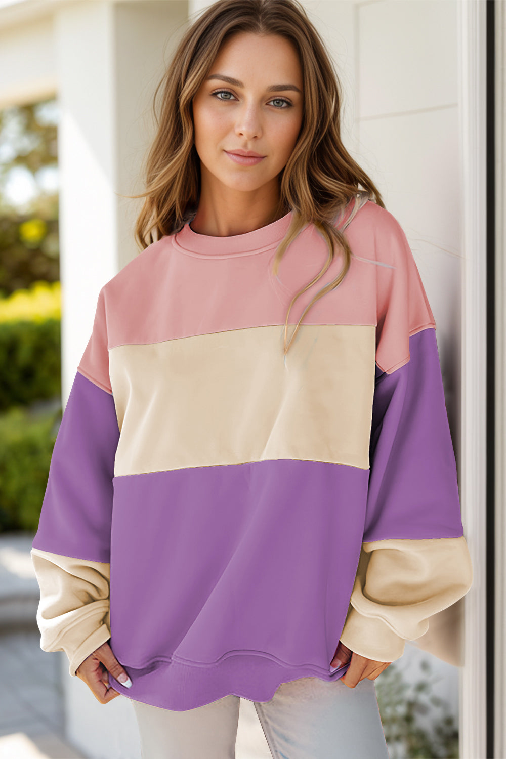 Color Block Long Sleeve Sweatshirt