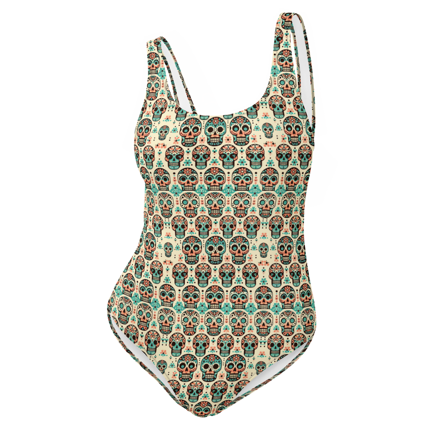 Cool Calavera: Soft Pastel Skulls One-Piece Swimsuit