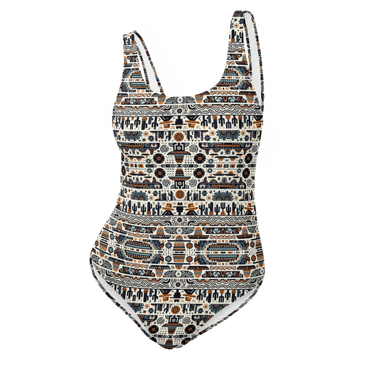 Desert Dusk: Earthy Tones Southwest One-Piece Swimsuit