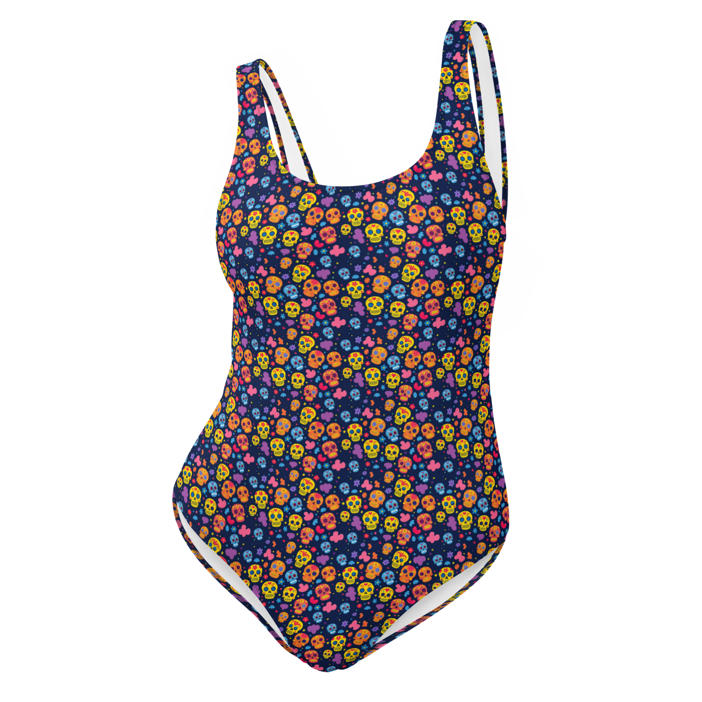 Festive Calavera: Vibrant Skulls One-Piece Swimsuit