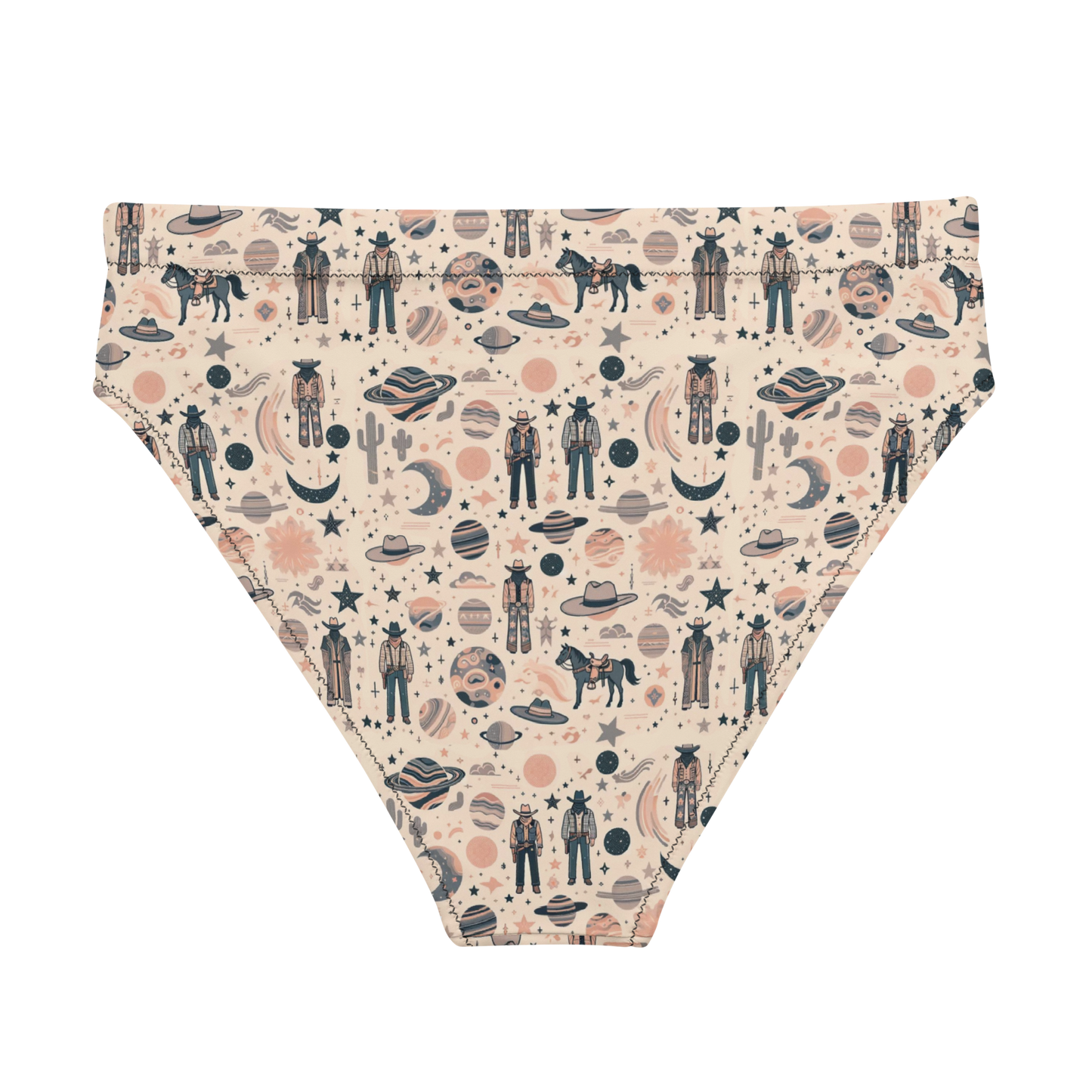 Cosmic Wrangler: Western Space Cowboy High-Waisted Bikini Bottom