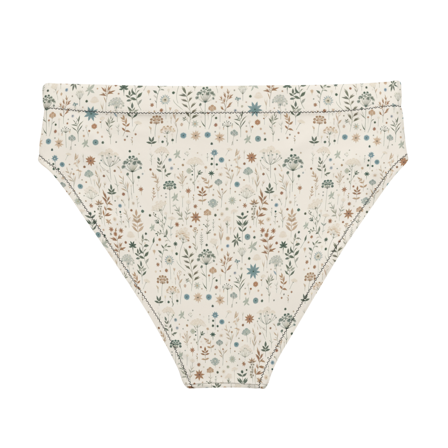 Meadow Bloom: Wildflower Delight High-Waisted Bikini Bottom