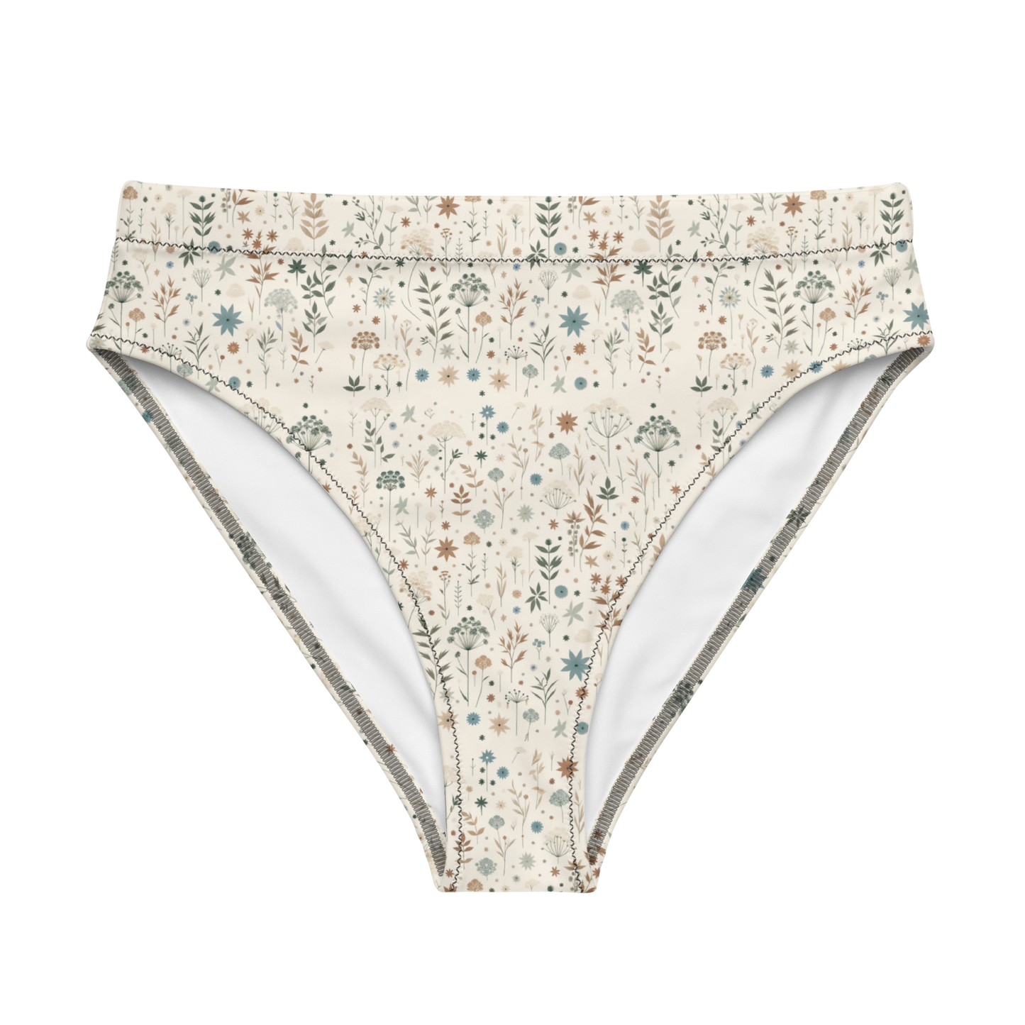 Meadow Bloom: Wildflower Delight High-Waisted Bikini Bottom