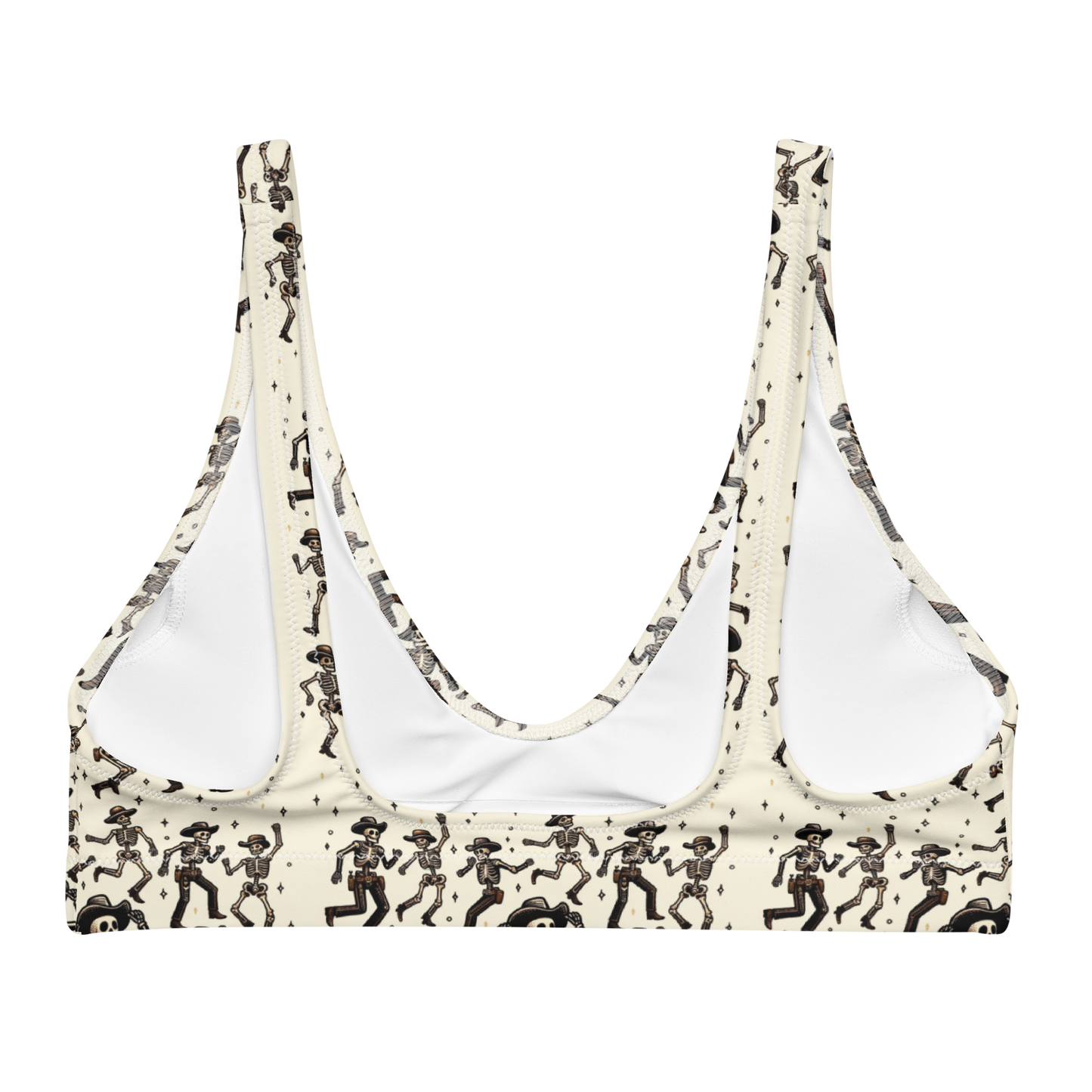 Ghostly Hoedown: Dancing Cowboy Skeleton High-Waisted Bikini Top