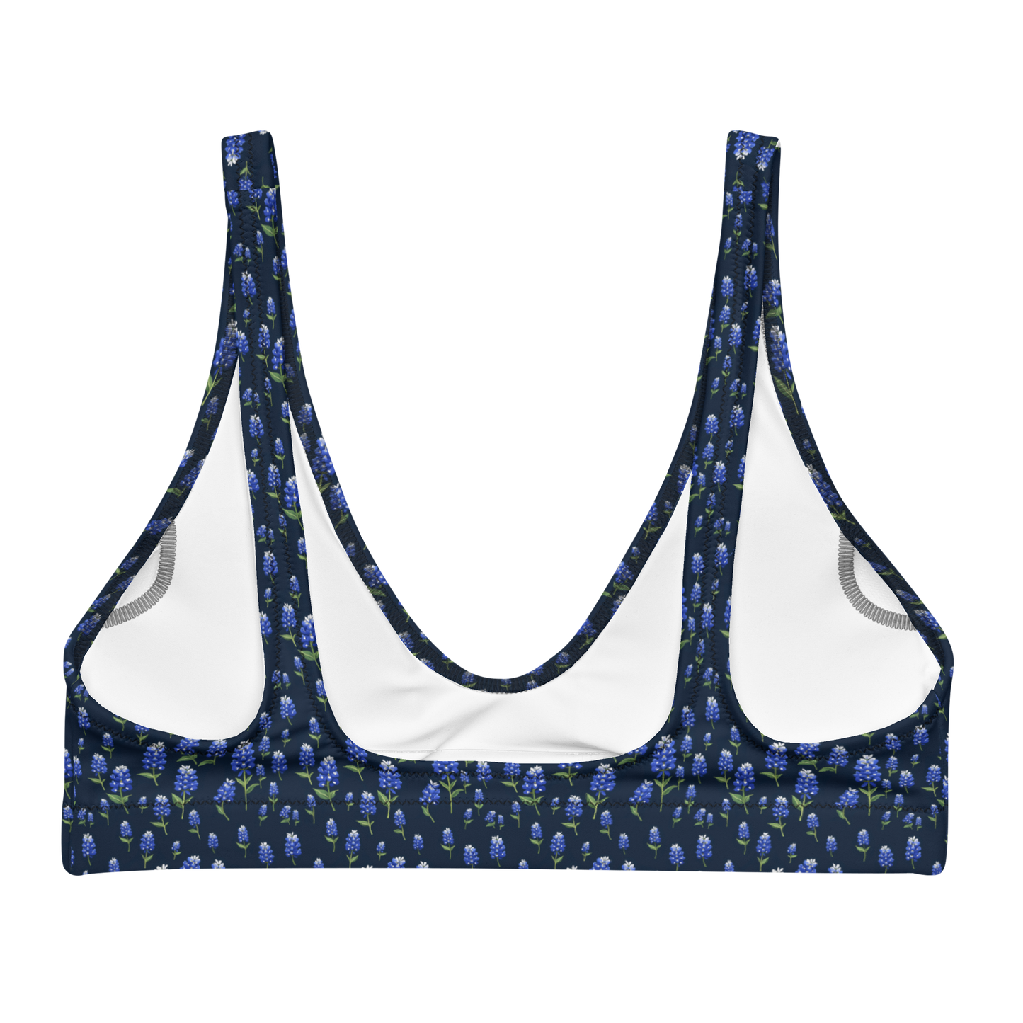 Wildflower Blues: Lone Star Bluebonnet High-Waisted Bikini top