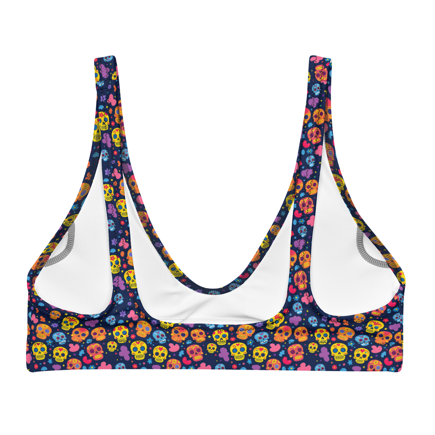 Festive Calavera: Vibrant Skulls High-Waisted Bikini Top