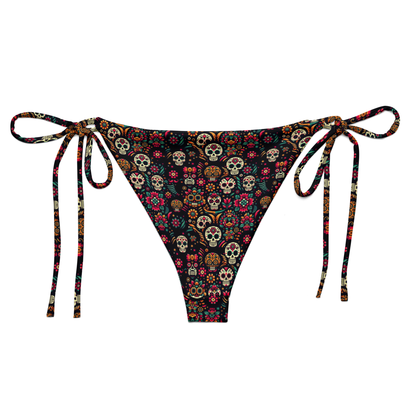 Night Calavera: Dark Skulls String Bikini Bottom