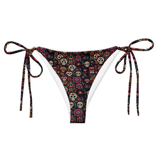 Night Calavera: Dark Skulls String Bikini Bottom